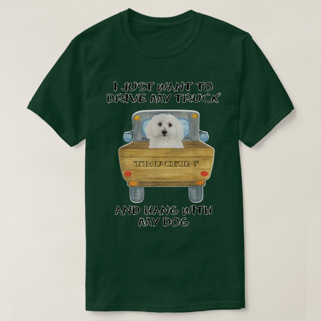 Truck Driving Dog Bichon Frises  T-Shirt (Design vorne)