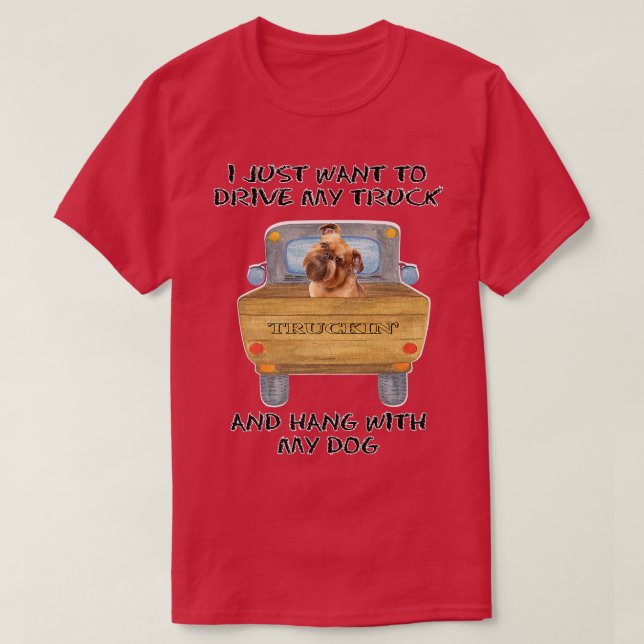 Truck Driving Dog Brussels Griffon T-Shirt (Design vorne)