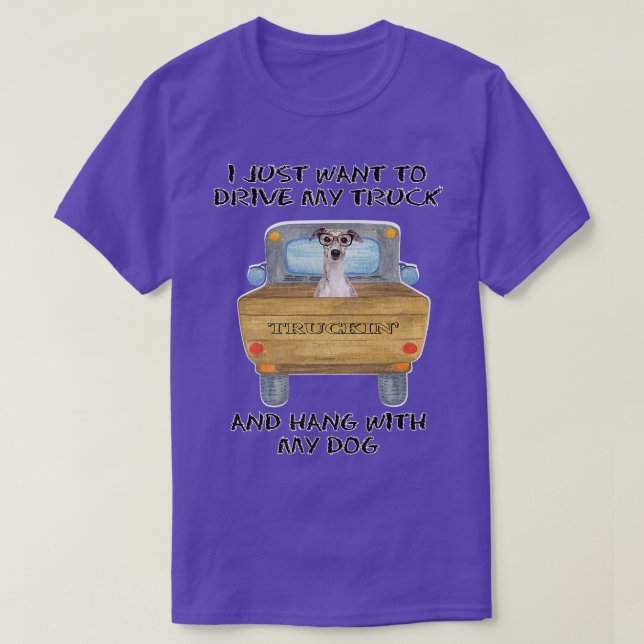 Truck Driving Dog Greyhound w Glasses  T-Shirt (Design vorne)