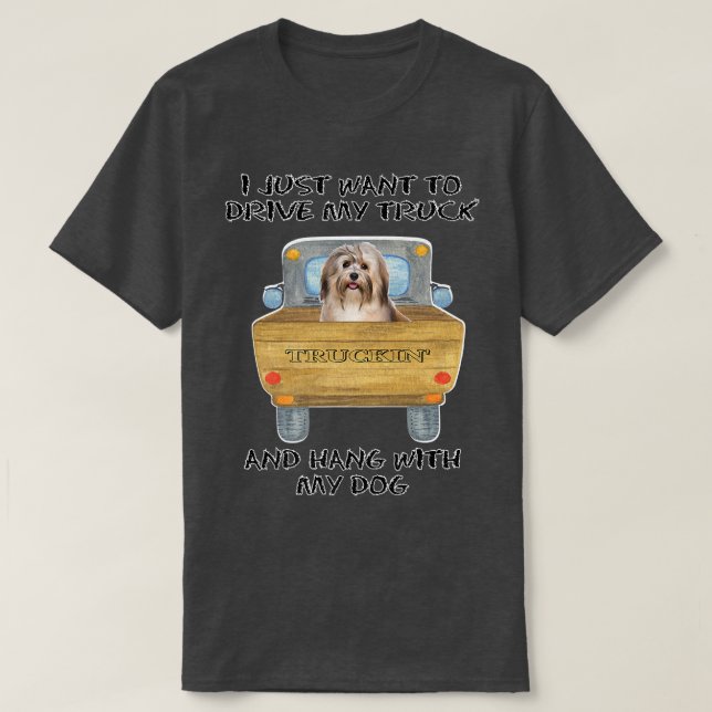 Truck Driving Dog Havanes  T-Shirt (Design vorne)