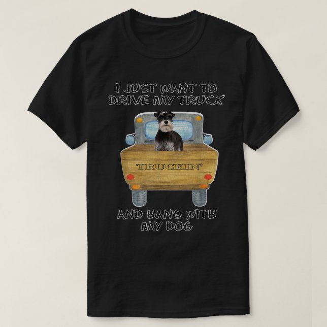 Truck Driving Dog Miniature Schnauzer 2  T-Shirt (Design vorne)