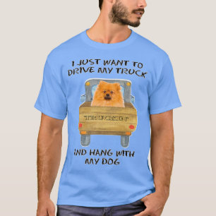 Truck Driving Dog Pomeranian  T-Shirt