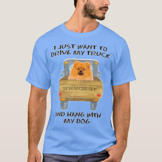 Truck Driving Dog Pomeranian  T-Shirt