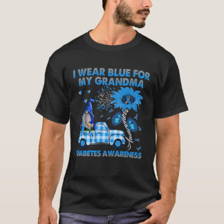 Truck Gnome Wear Blue For Grandma Diabetes Awarene T-Shirt