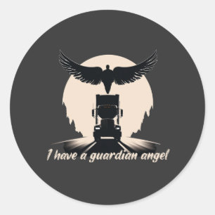 Truck Guardian Angel Protection Faith Road Journey Runder Aufkleber