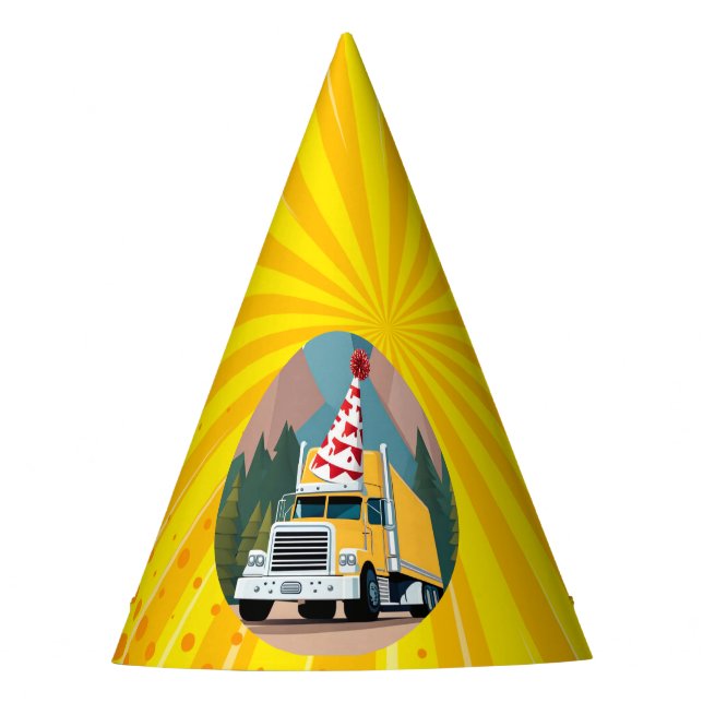 Truck Happy Birthday Achtzehn Wheeler Partyhütchen (Vorderseite)