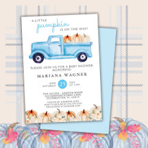 Truck Little Pumpkin Blue Boy Baby Dusche