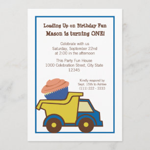 Truck mit Cupcake Blue Einladung