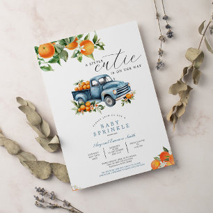 Truck Orange Gingham Citrus Baby Shower Einladung
