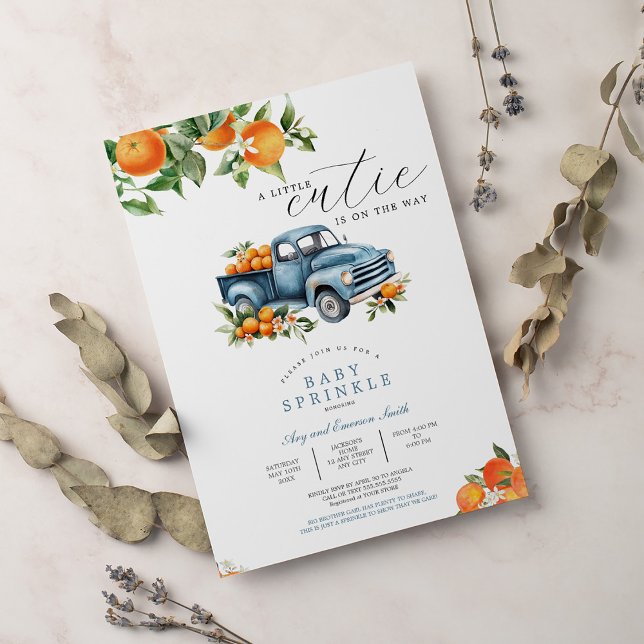 Truck Orange Gingham Citrus Baby Shower Einladung (Von Creator hochgeladen)