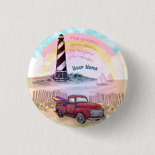 Truck Stormy Lighthouse Button