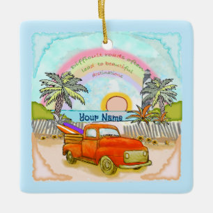 Truck Surfer Leuchtturm-Ornament Keramikornament