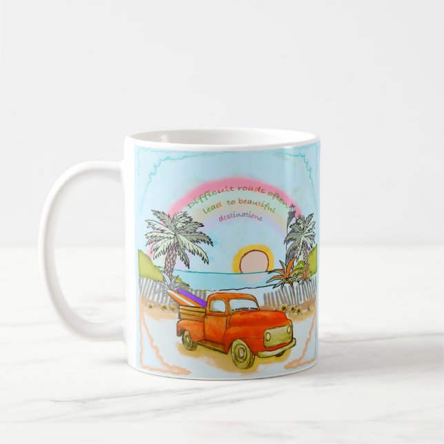 Truck Surfer Leuchtturm Tasse (Links)