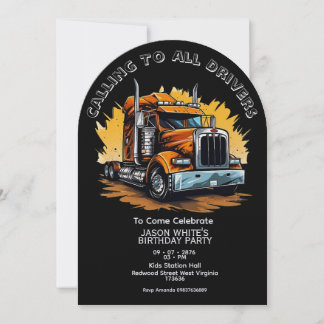 Truck Themed Boy Birthday Invitation  Einladung
