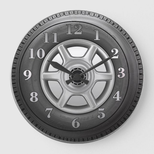 Truck Tire Men's Novelty Wall Clock Große Wanduhr (Vorderseite)