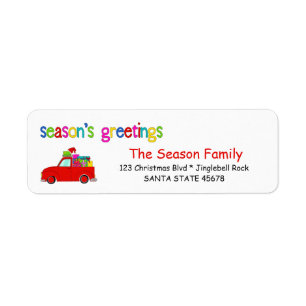 Truck und Geschenke Weihnachtslabel Weihnachtsgrüß