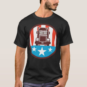 Truck USA Flag Circle fitness fashion T-Shirt