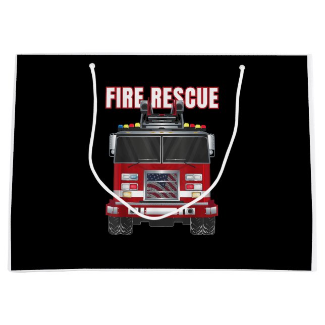 Truck vom American Fire Rescue Firefighter Departm Große Geschenktüte (Vorderseite)