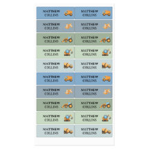 Truck Waterproof School Name Label Stickers Boy