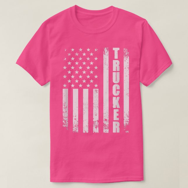 Trucker American Flag Semi Truck Driver 18 Wheeler T-Shirt (Design vorne)