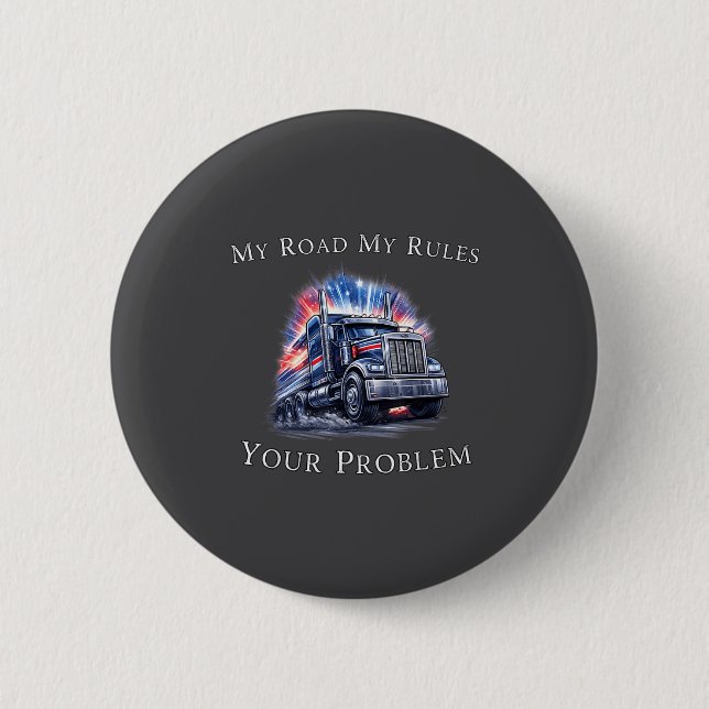 Trucker American Flag Truck Driver  Button (Vorderseite)