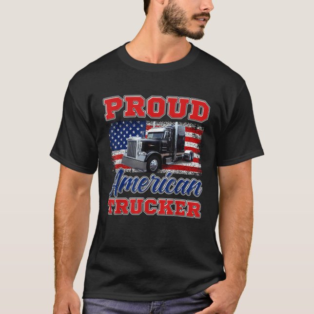 Trucker American Flag Truck Move America Big Rigs T-Shirt (Vorderseite)