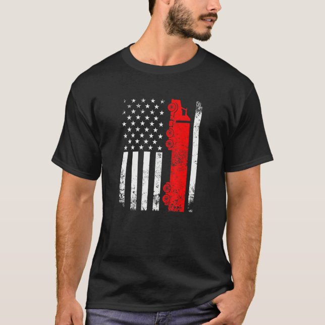 Trucker American Flag Usa Patriotic Proud Funny Tr T-Shirt (Vorderseite)