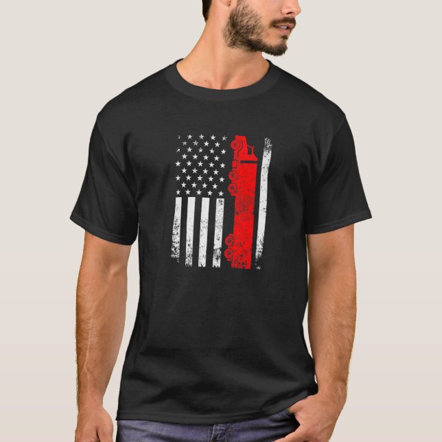 Trucker American Flag Usa Patriotic Proud Funny Tr T-Shirt (Vorderseite)