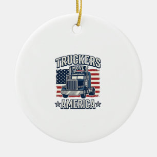 Trucker Bewegen Amerika Vintage-Truck-Shirt-Design Keramik Ornament