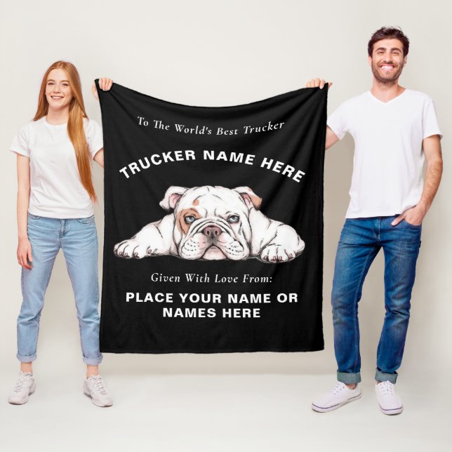 Trucker Bull Dog Gift Blanket (Personalisiertes Ge Fleecedecke (Beispiel)