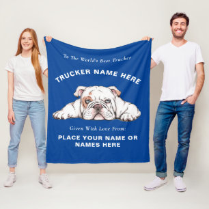 Trucker Bull Dog Gift Blanket (Personalisiertes Ge Fleecedecke
