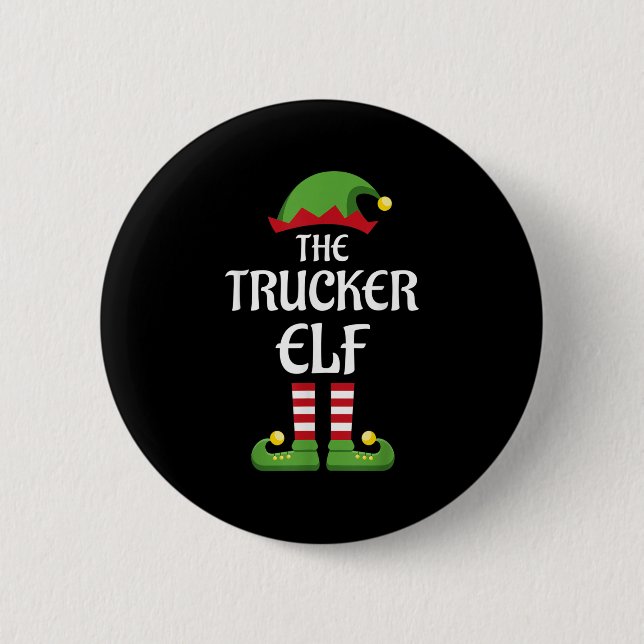 Trucker Elf Family Matching Group Christmas  Button (Vorderseite)