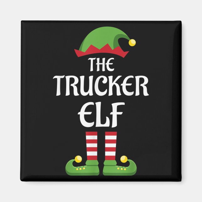 Trucker Elf Family Matching Group Christmas  Magnet (Vorne)