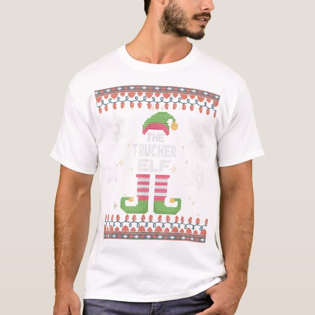 Trucker Elf Ugly Christmas T-Shirt (Vorderseite)