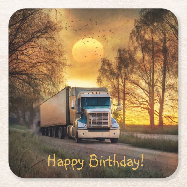 Trucker Happy Birthday Paper Untersetzer (Vorderseite)