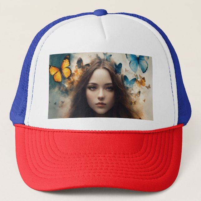 Trucker Hat: Butterfly & Feather  Truckerkappe (Vorderseite)