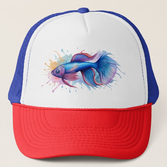 Trucker Hat - Wasserfarbenserie: Betta Fish Truckerkappe (Vorderseite)