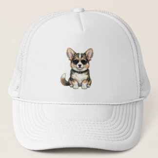 Trucker-Hut-Punk-Corgi in Sonnenbrille Edgy-Hundek Truckerkappe