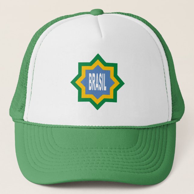 Trucker-Mütze weiß/grün BRASIL Truckerkappe (Vorderseite)