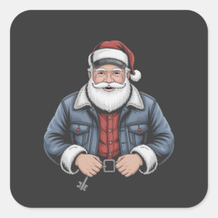 Trucker Santa Claus Funny Truck Fahren Weihnachten Quadratischer Aufkleber