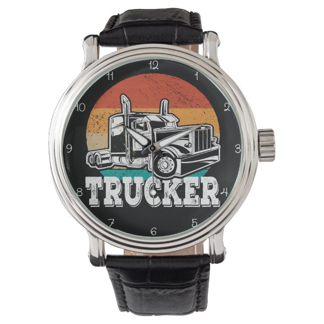 Trucker: Sunset Road, Teal Rim Armbanduhr (Vorderseite)