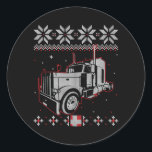 Trucker Ugly Christmas Sweater Truck Fahrer Runder Aufkleber<br><div class="desc">Trucker Ugly Weihnachts Sweater Truck Fahrer Geschenk. Perfektes Geschenk für Ihren Vater,  Mama,  Papa,  Männer,  Frauen,  Freunde und Familienmitglieder am Erntedank Tag,  Weihnachten,  Muttertag,  Vatertag,  4. Juli,  1776 Unabhängiger Tag,  Veteranen Tag,  Halloween,  Patrick's Day</div>