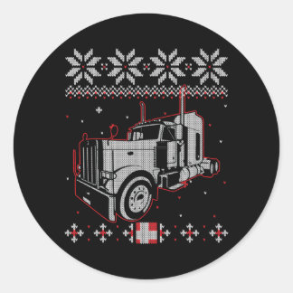 Trucker Ugly Christmas Sweater Truck Fahrer Runder Aufkleber