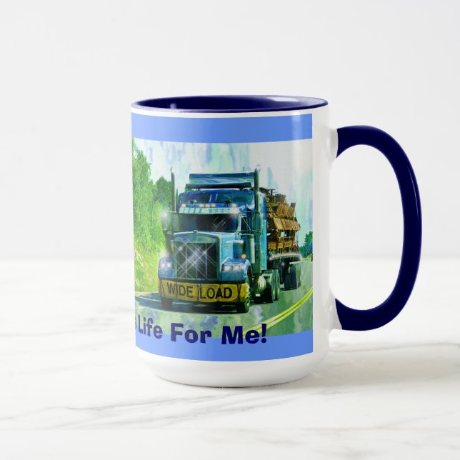 Trucker's Big Rig Blue Truck Pit Stopp Tasse (Rechts)