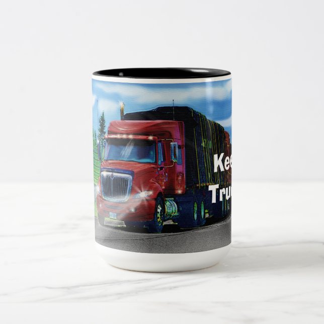 TRUCKERS BIG RIG RED TRUCK COFFEE TASSE (Mittel)