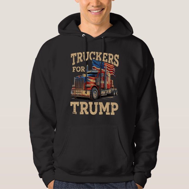 Truckers for Trump – Red Rig & Flags Hoodie (Vorderseite)