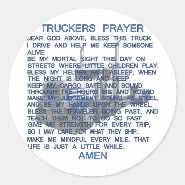 Truckers Prayer Runder Aufkleber (Vorderseite)