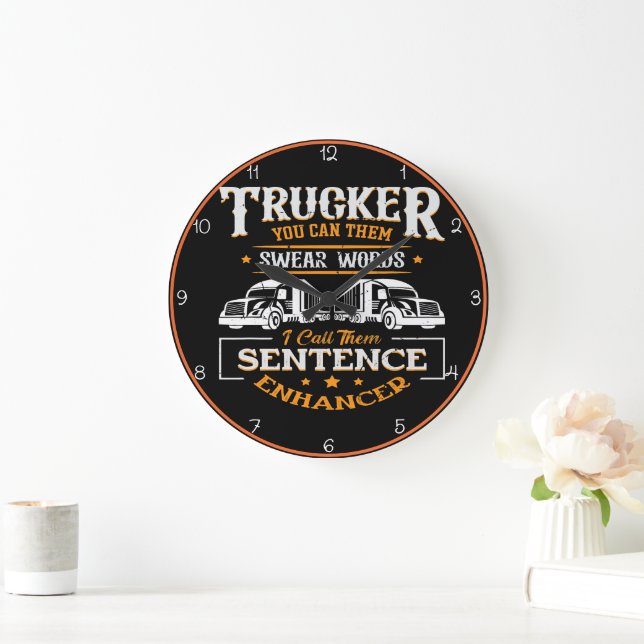 Truckers Swear Words: Sentence Enhancer Große Wanduhr (Zuhause)