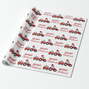 Truckfarm Red Christmas Tractor Geschenkpapier