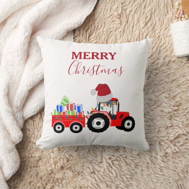 Truckfarm Red Christmas Tractor Kissen (Decke)